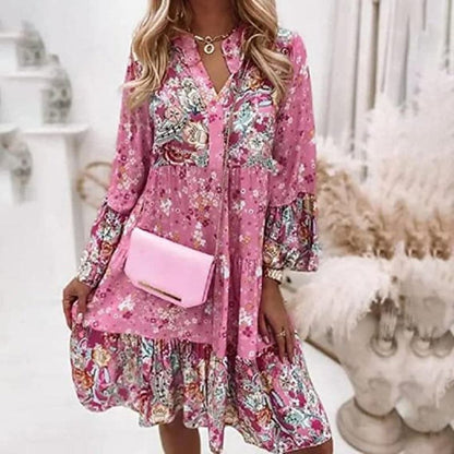 Chic Floral Ruffle Mini Dress for Women - Olytrend