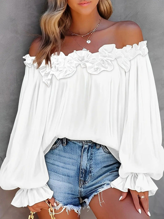 Chic Cold Shoulder Fringed Ladies Blouse - Olytrend