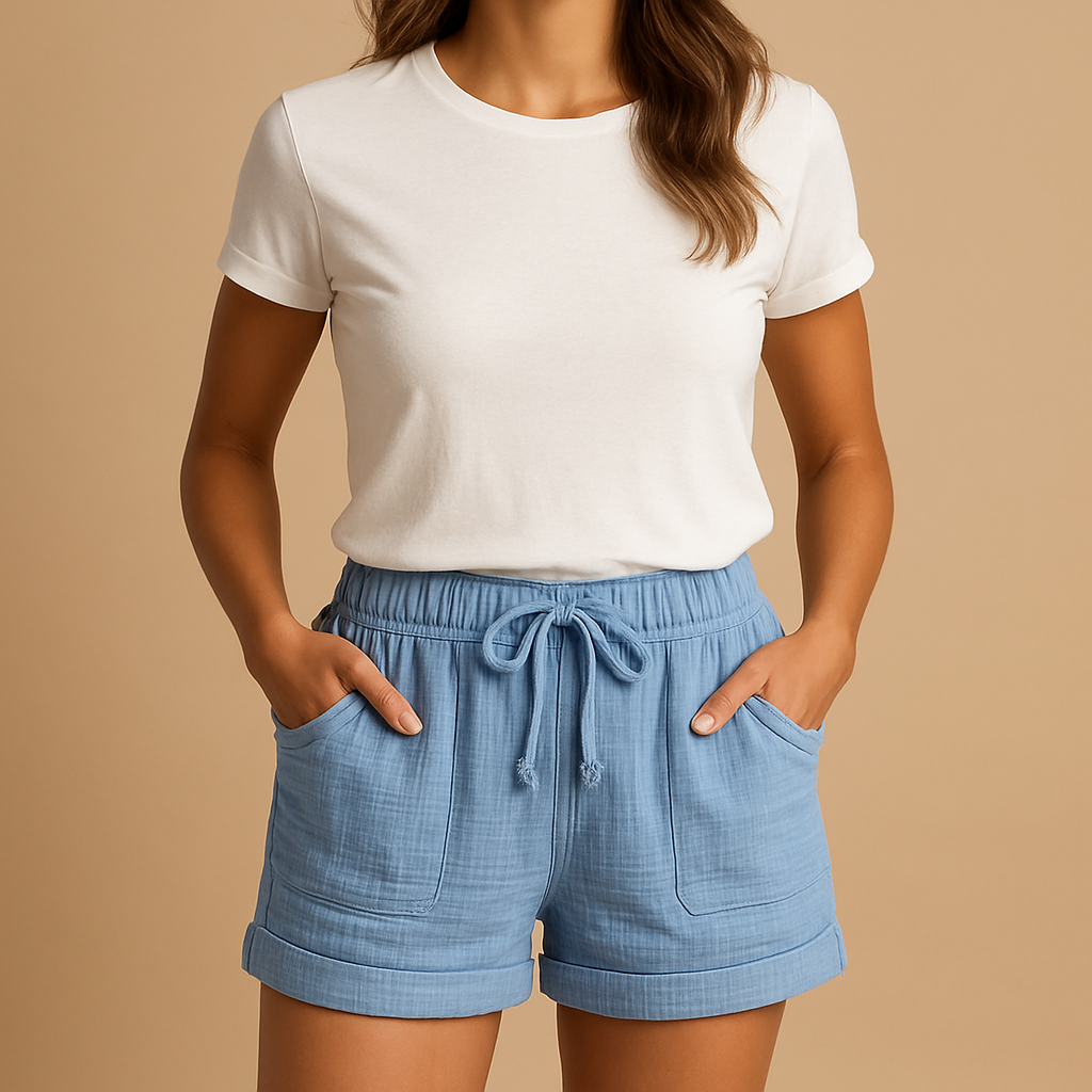 Lightweight summer shorts with elastic waistband for women | Manya