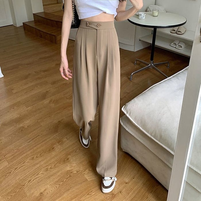 Women's pants with high waist and wide leg | Straight cut