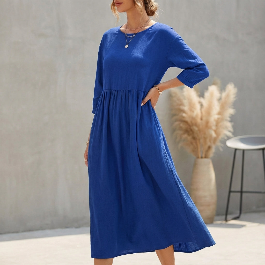 Chic Flared Knee Length Dress - Olytrend