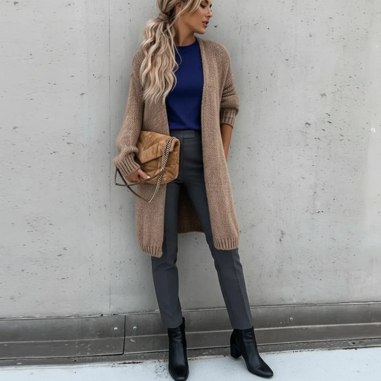 Long Knit Cardigan for Women AI replaced image