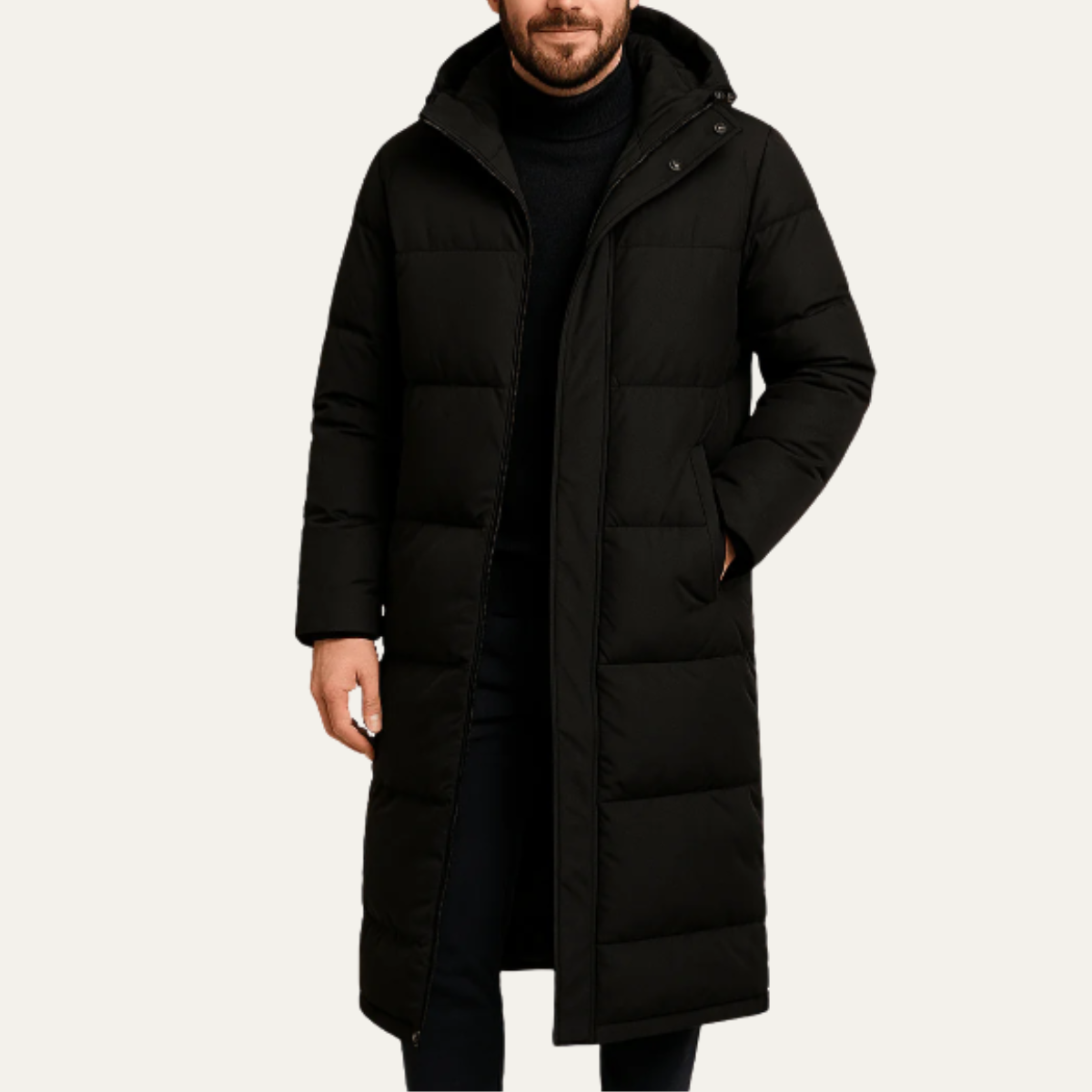 Warm Men's Long Down Hooded Parka Coat