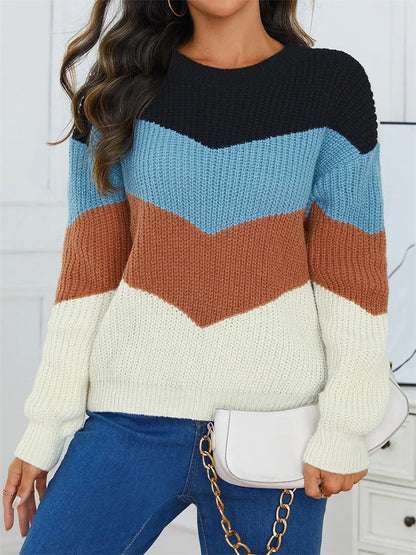 Image of Lori | Women's Color Block Crewneck Sweater