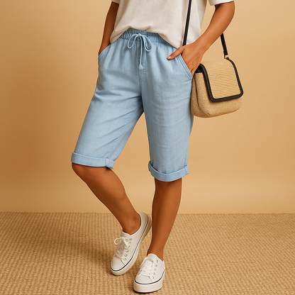 Breathable Capri Pants with Elastic Waist for Women | Lotte