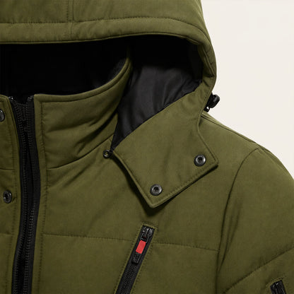 Warm Men's Hooded Puffer Parka with Zip Pockets