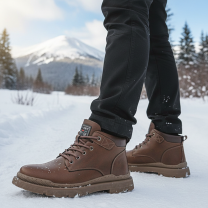 Waterproof Men's Leather Lace Up Winter Boots