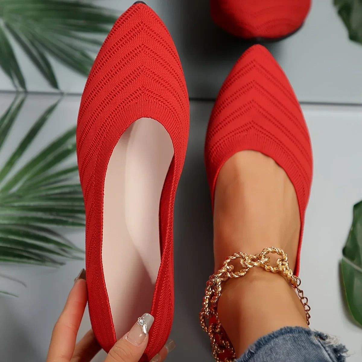 Amélie | Knitted ballet flats with pointed toe