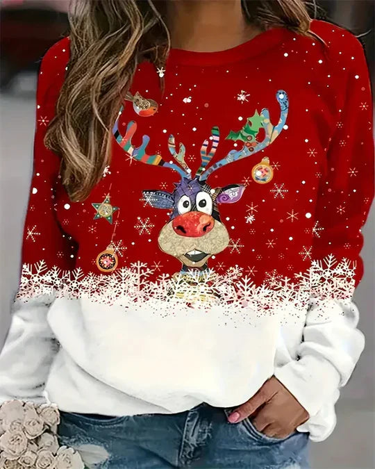 Women's long-sleeved crewneck sweater