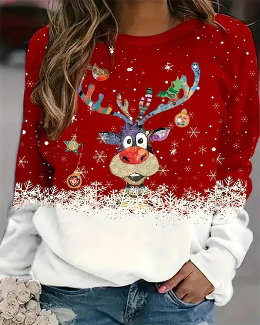 Women's long-sleeved crewneck sweater