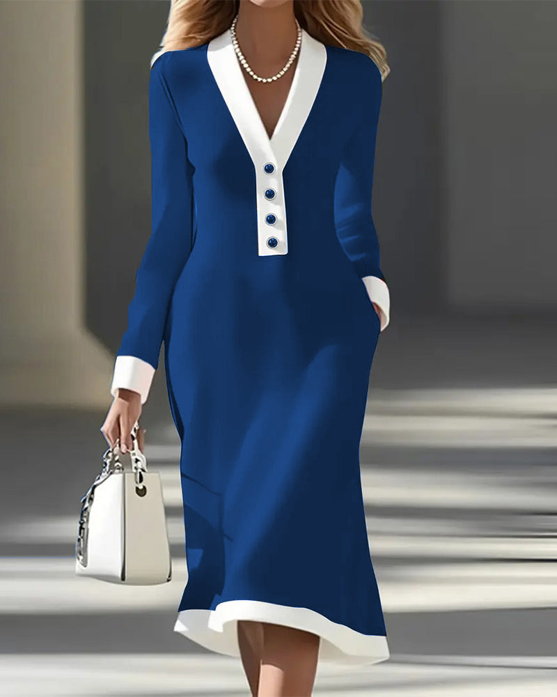 Image of Miley | Women's V-Neck Midi Dress