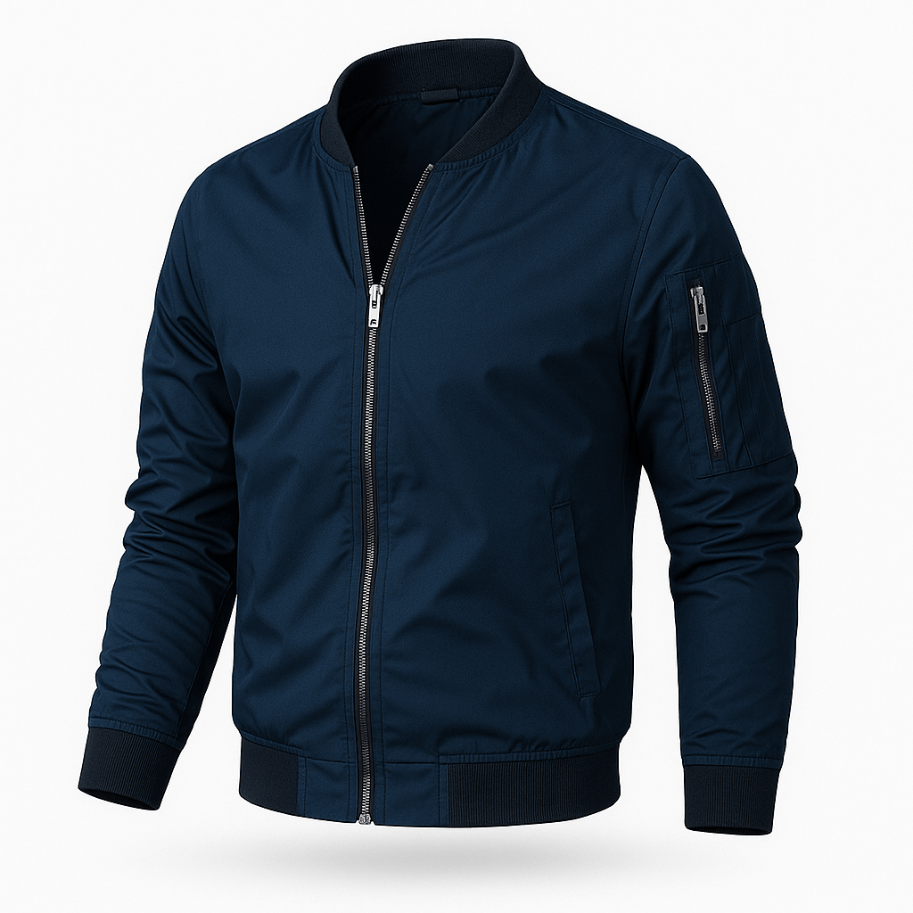 Benjamin Men’s Lightweight Bomber Jacket – Classic Casual Streetwear Coat Blue