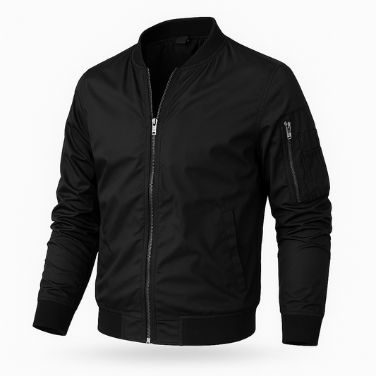 Benjamin Men’s Lightweight Bomber Jacket – Classic Casual Streetwear Coat Black