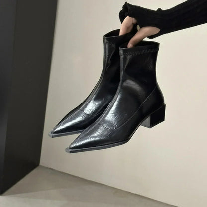 Women's Pointed Ankle Boots | Block Heel