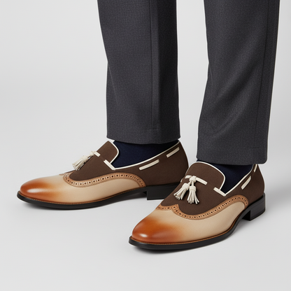 Bellano Men’s Tassel Loafers – Vintage Leather Slip-Ons