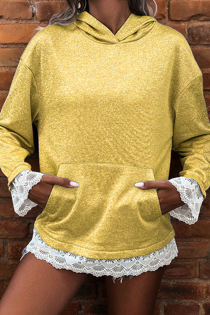 Image of Nina | Women's Long Sleeve Lace Trim Pullover Hoodie