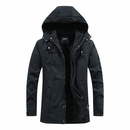Winter jacket with a hood and a fleece lining