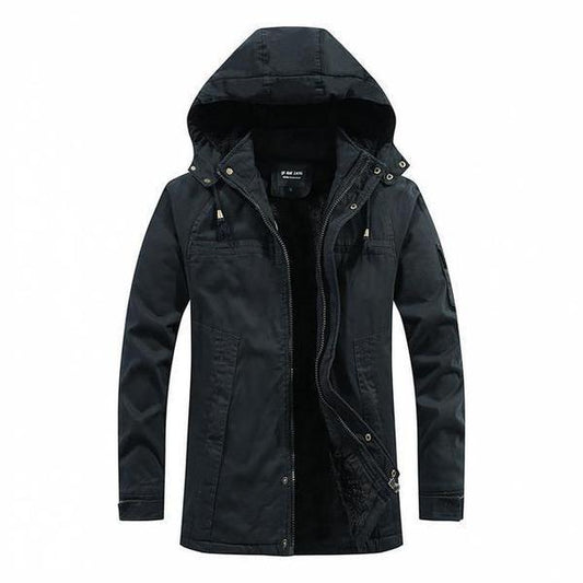 Winter jacket with a hood and a fleece lining