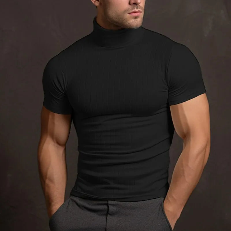 Alejandro - Plain turtleneck t-shirt for men