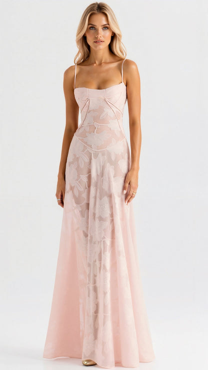 Women's evening dress with spaghetti straps | Maxi