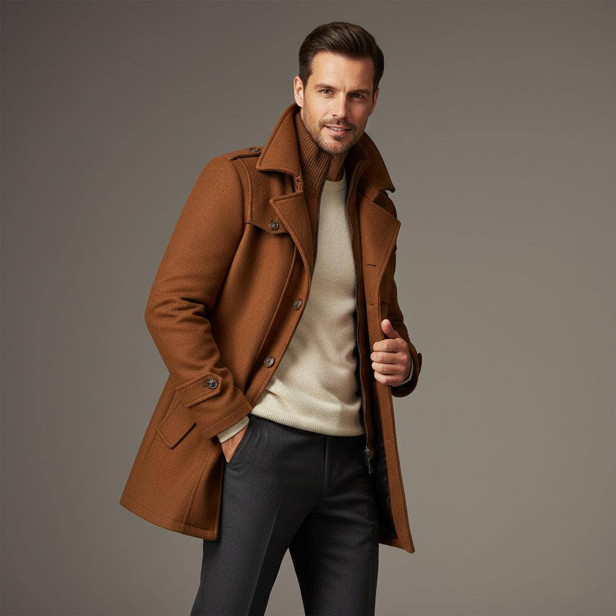 Warm Waterproof Men's Zip Up Winter Jacket
