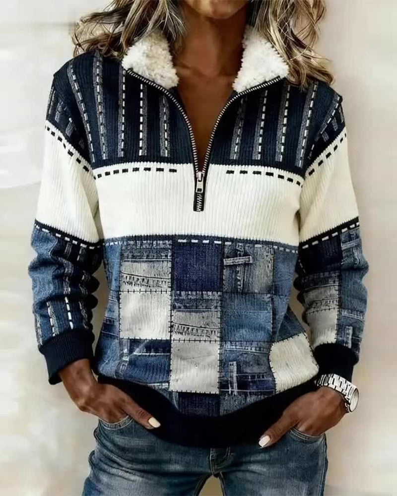 Women's Casual Colorblock Pullover Sweater - Olytrend