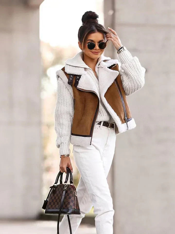 Asymmetrical zip-up vest for women
