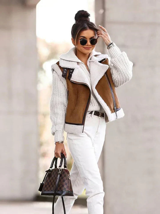 Asymmetrical zip-up vest for women