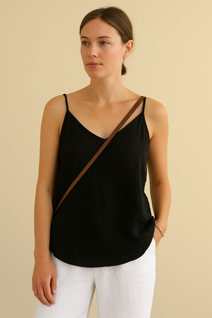 Women's sleeveless summer top - Linen style with V-neck and lightweight feel