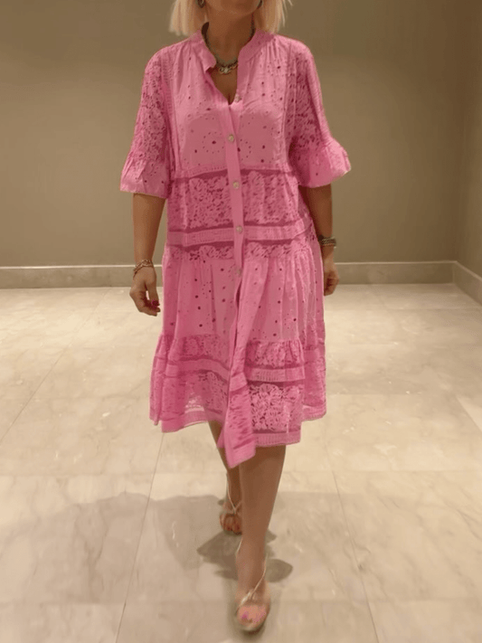 Beautiful Flower Knee Length Dress - Olytrend