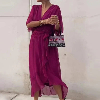 Ava | Festive Midi Dress with V-Neck for Women