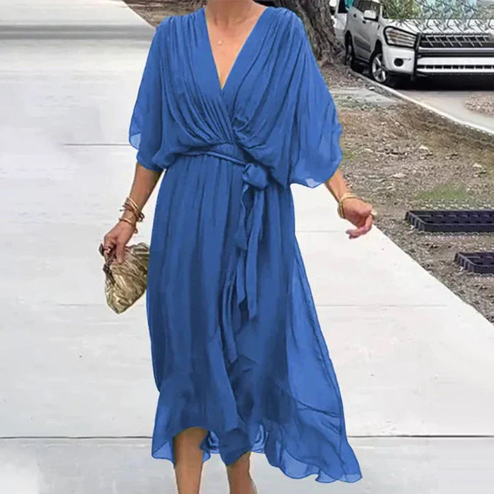 Ava | Festive Midi Dress with V-Neck for Women