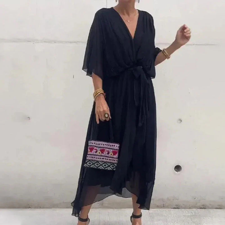Ava | Festive Midi Dress with V-Neck for Women