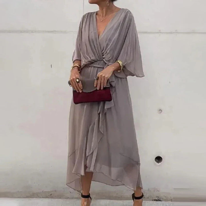 Ava | Festive Midi Dress with V-Neck for Women