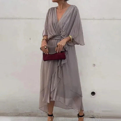 Ava | Festive Midi Dress with V-Neck for Women