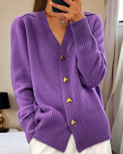 Chic Cardigan with Cute Heart Buttons