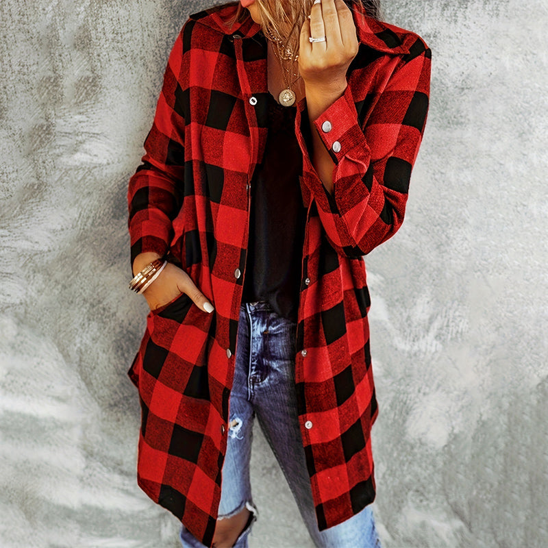 Women's Checked Jacket | Long Sleeve