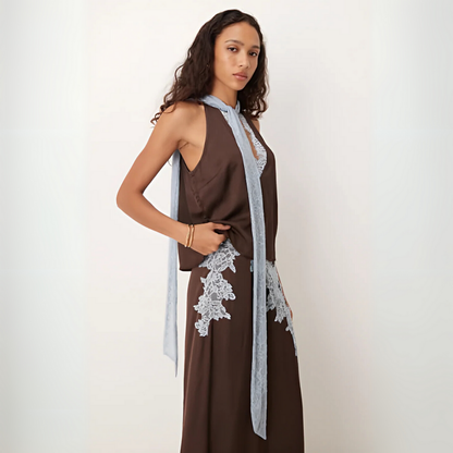 Beautiful Lace Trimmed Top and Skirt Set
