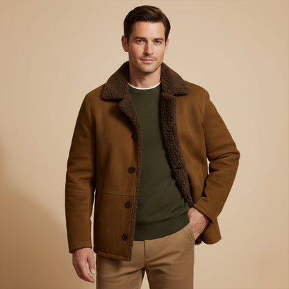 Warm Sheepskin Mens Classic Parka Coat