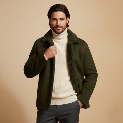 Warm Sheepskin Mens Classic Parka Coat