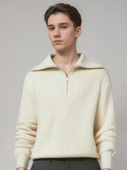 Zip-front striped sweater