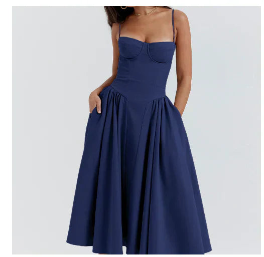 Beige midi swing dress in Julia style