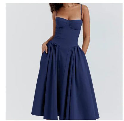 Beige midi swing dress in Julia style