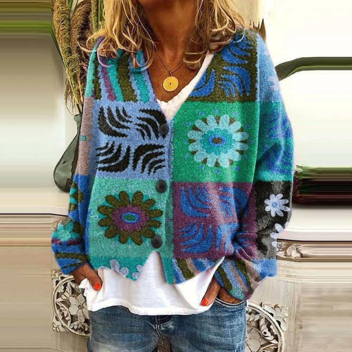 Women's Floral Knit Cardigan | With Button Placket