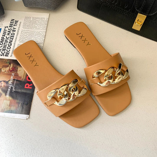 Chic Ladies Open Toe Chain Sandals - Olytrend