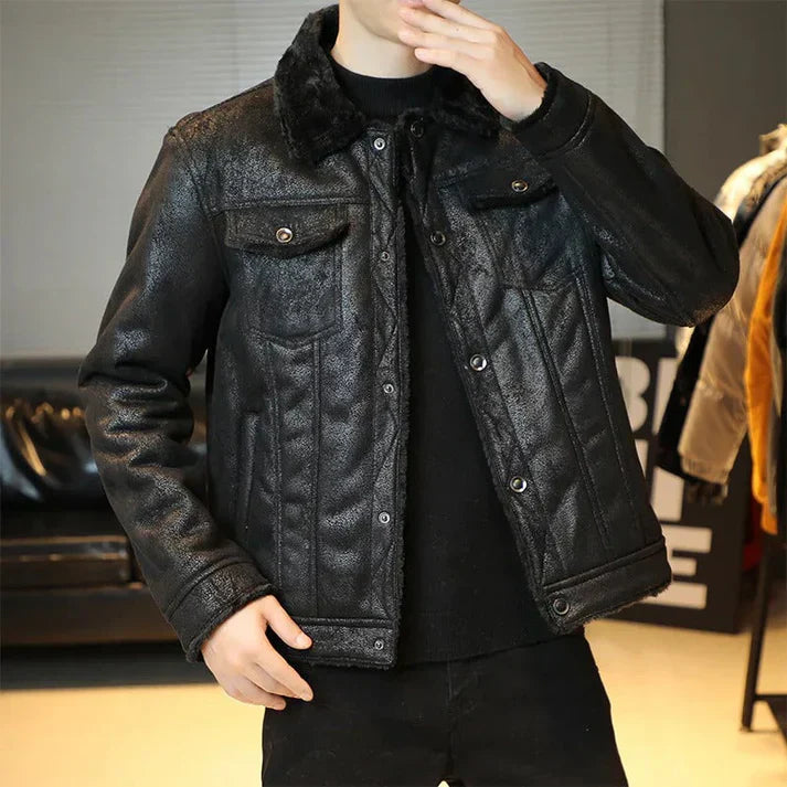 Werner - Slim bomber jacket in genuine leather