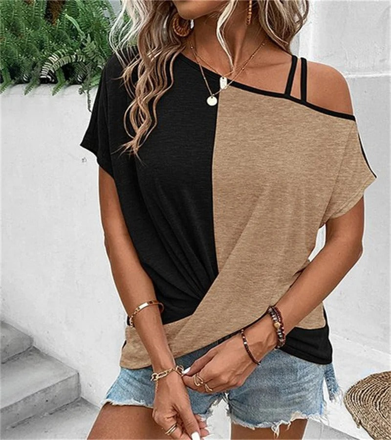 Asymmetric Colourblock Ladies T-shirt - Comfort and style in one