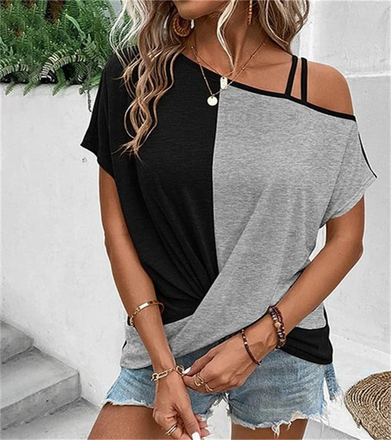 Asymmetric Colourblock Ladies T-shirt - Comfort and style in one
