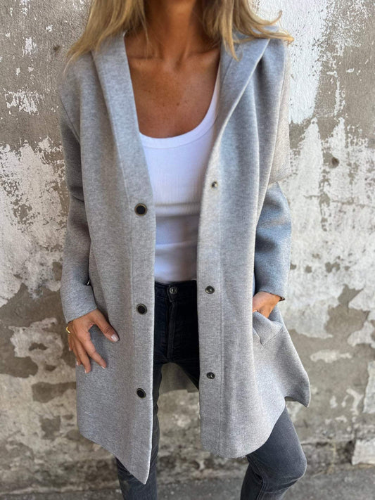 Casual hooded cardigan Venus | Women's blended cotton cardigan with single-row button closure