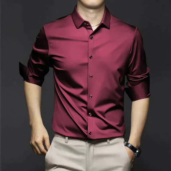 Victor - Long sleeve satin shirt